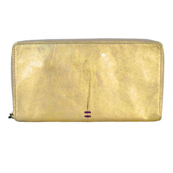 49 SQUARE MILES San Francisco Bestie Metallic Gold Italian Leather Clutch $250 - Picture 2 of 8
